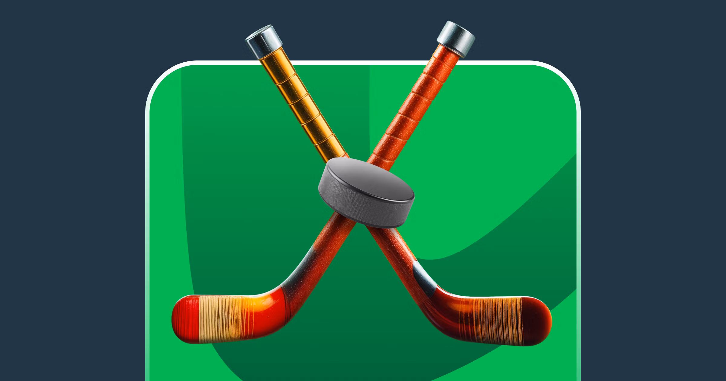 NHL hockey sticks and puck for Stake NHL betting