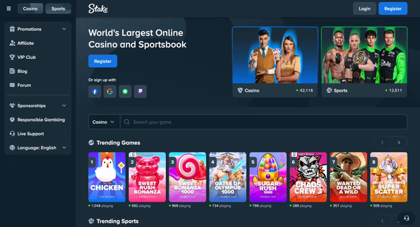 Stake platform shown on a mobile screen